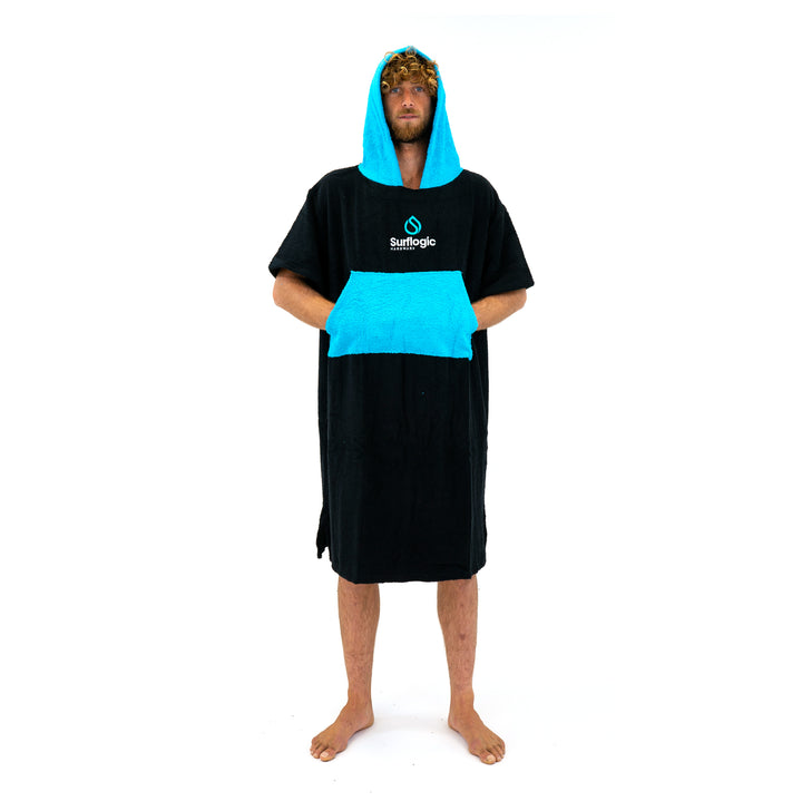 Surflogic Poncho / Changing Robe Black/Cyan